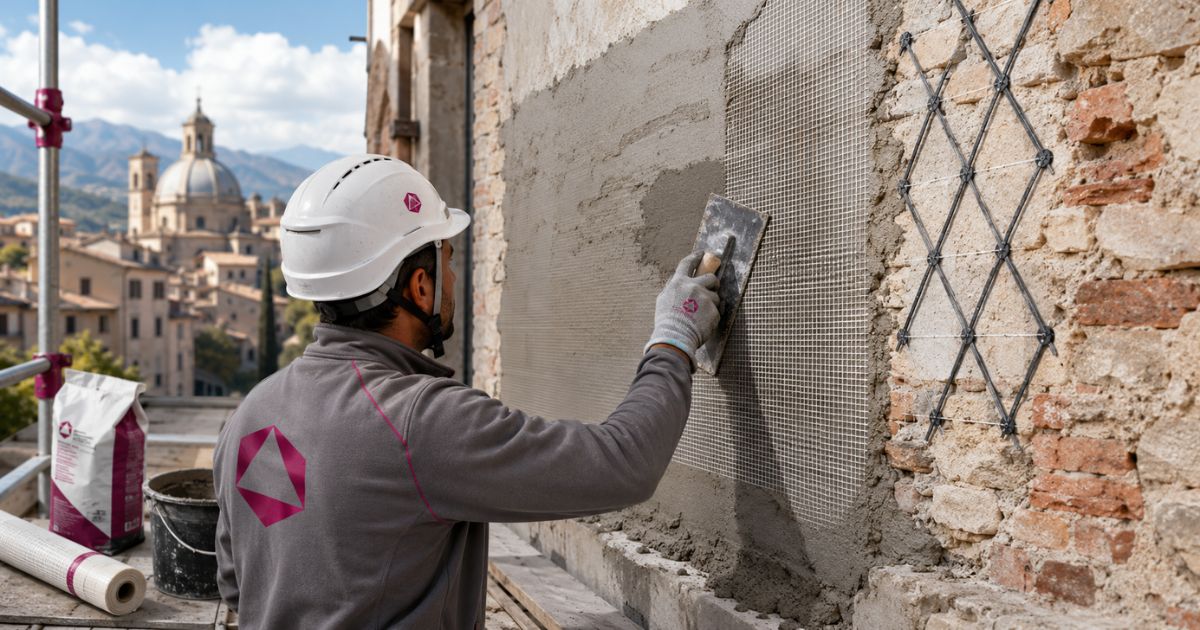 Intonaci armati di nuova generazione: RENOVA PERCOL CRM SYSTEM per la riqualificazione strutturale